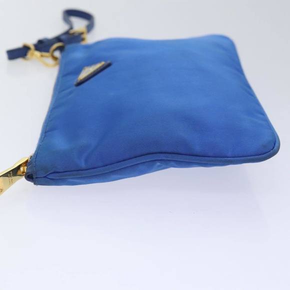 PRADA Accessory Pouch Nylon Blue Gold Auth 90956 - Picture 5 of 16